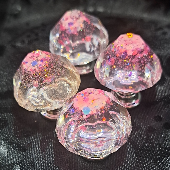 Pink glitter  drawer knobs 4 pack - Picture 2 of 4